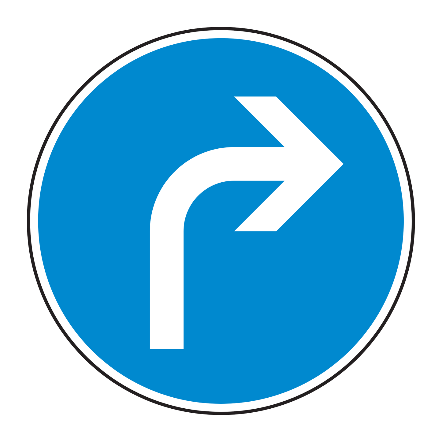 Verkehrszeichen "Vorgeschriebene Fahrtrichtung rechts" - VZ 209