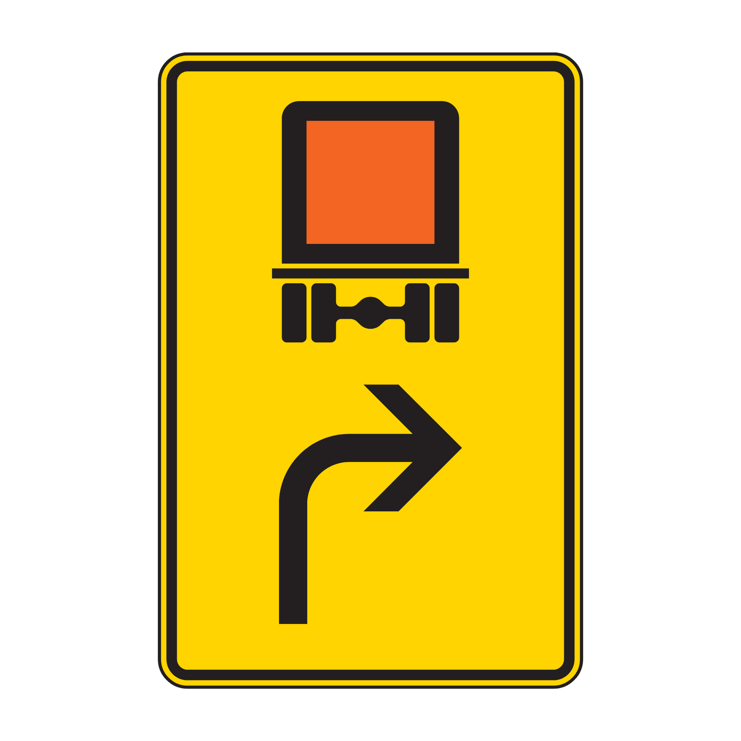Verkehrszeichen „Vorwegweiser für kennzeichnungspflichtige Fahrzeuge mit gefährlichen Gütern, rechtsweisend“ – VZ 442-21