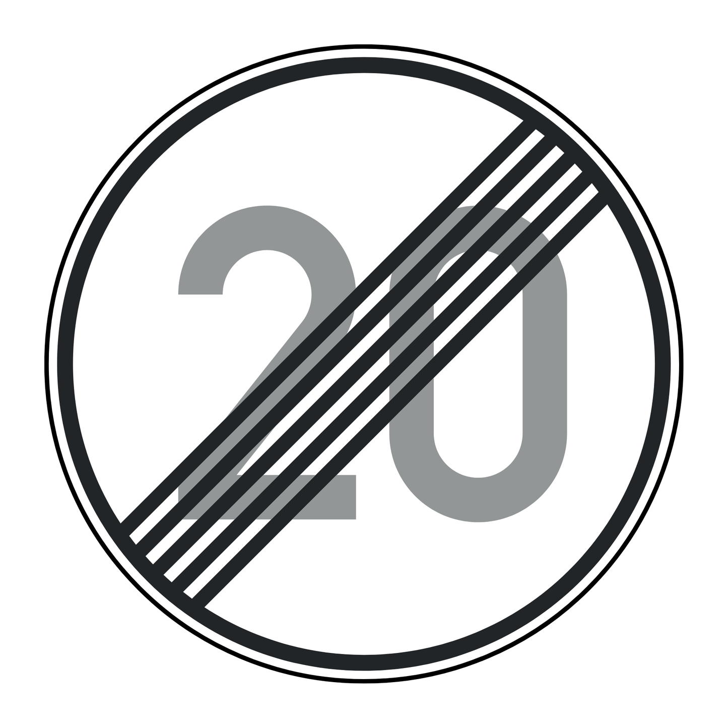 Verkehrszeichen "Ende der zulässigen Höchstgeschwindigkeit 20 km/h" - VZ 278-20