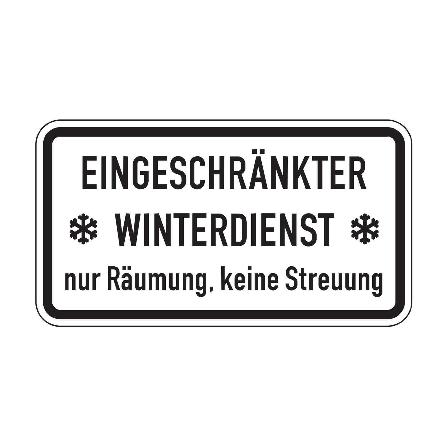 Verkehrszeichen "EINGESCHRÄNKTER WINTERDIENST – nur Räumung, keine Streuung" – VZ 2003