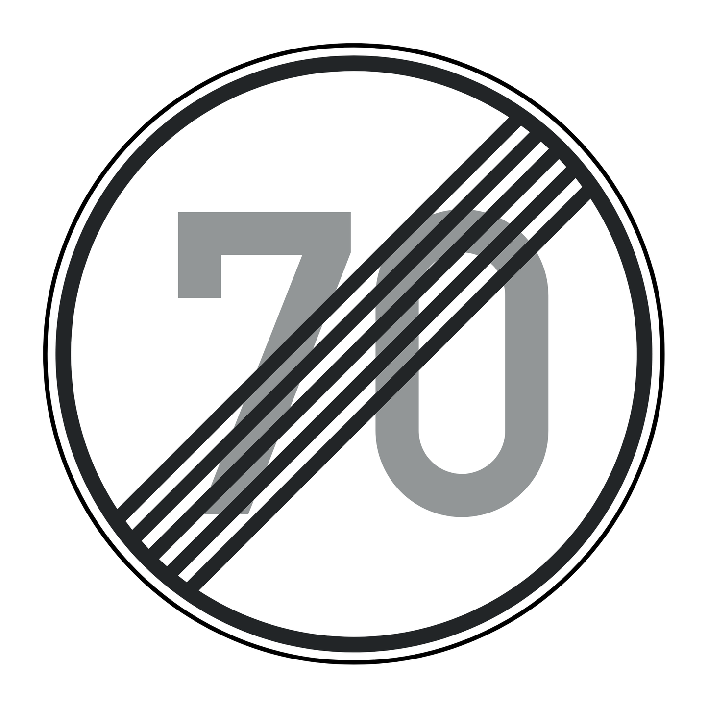 Verkehrszeichen "Ende der zulässigen Höchstgeschwindigkeit 70 km/h" - VZ 278-70