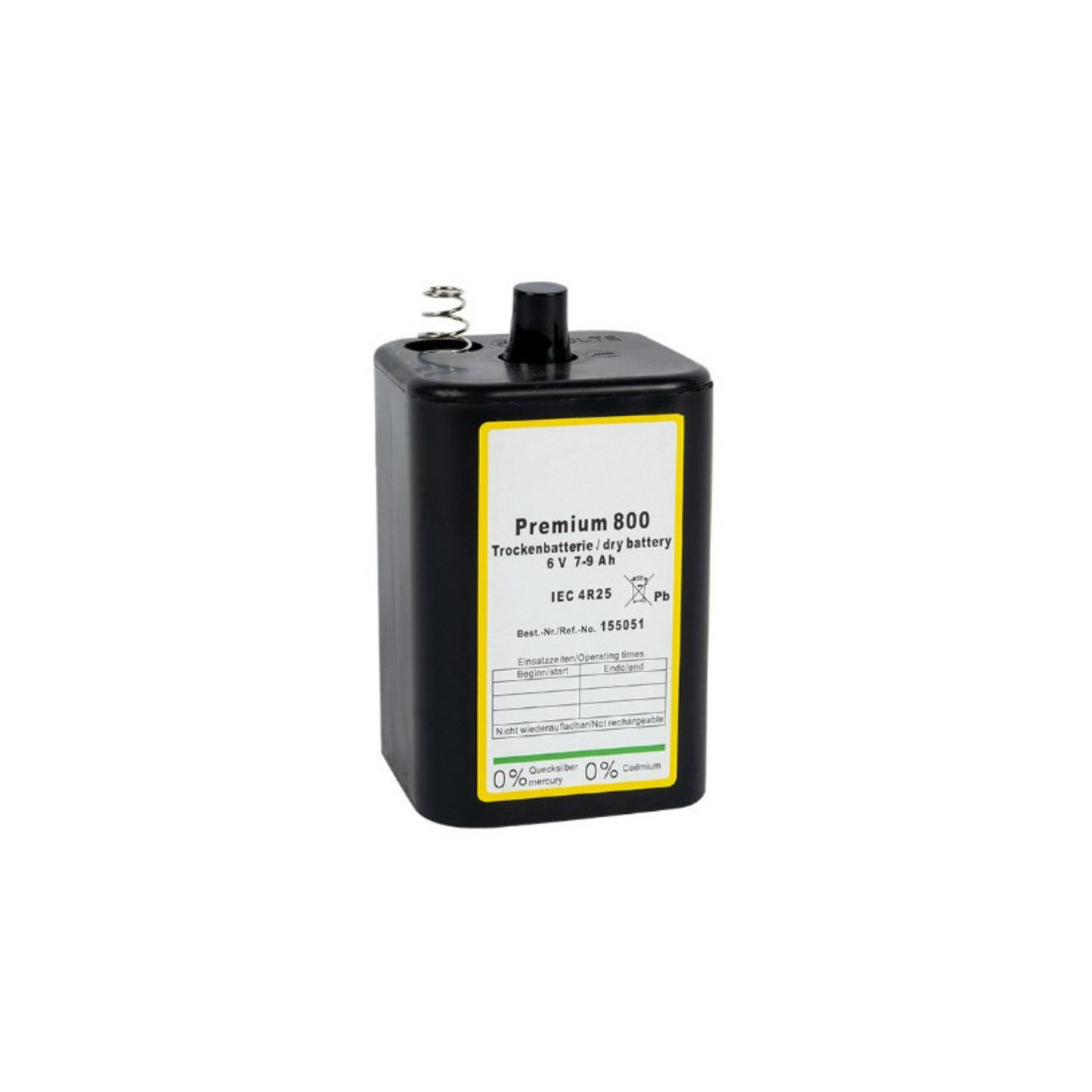 Trockenbatterie Typ 800 – 6 V / 7–9 Ah (VPE 20 Stück)