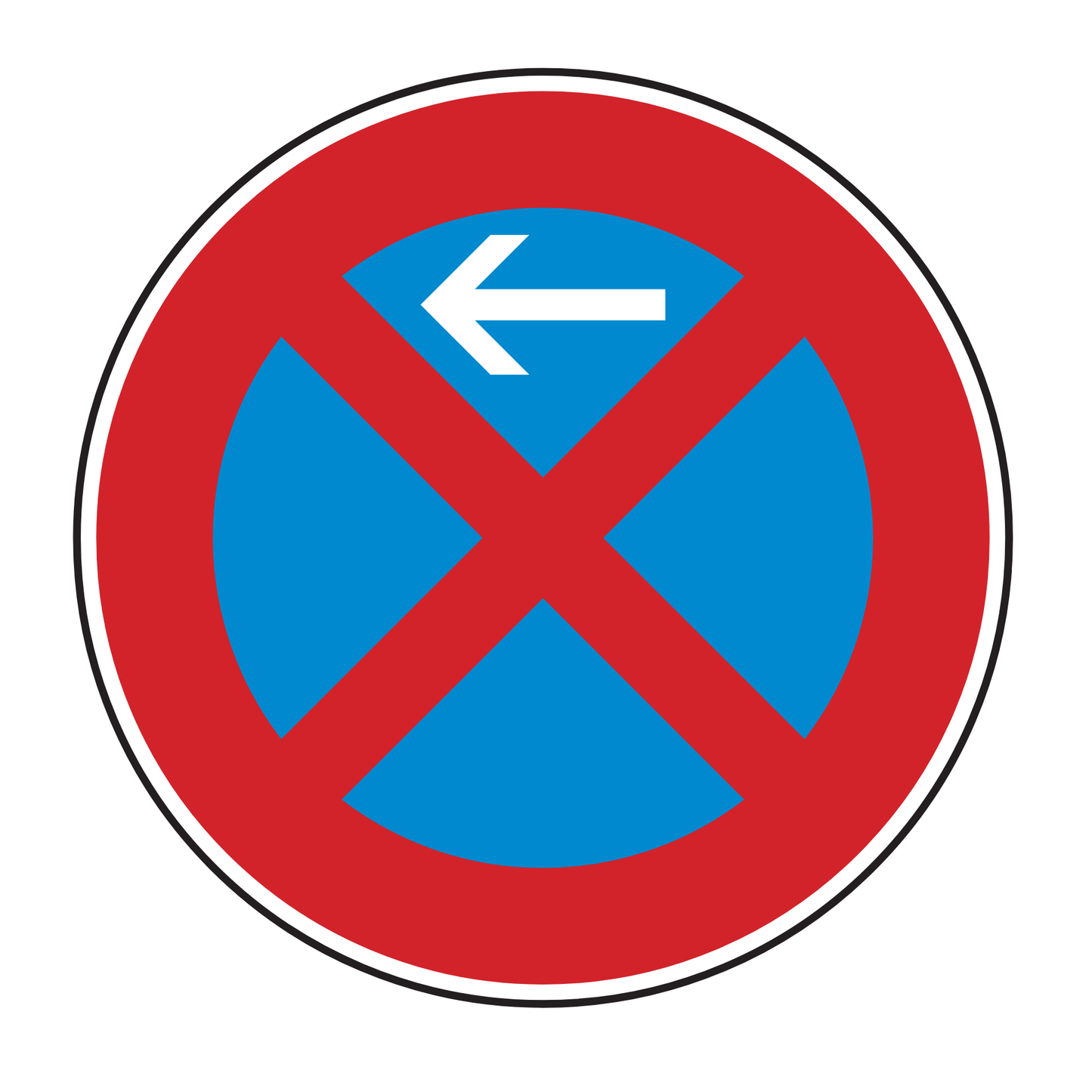 Verkehrszeichen "Absolutes Haltverbot Anfang (Aufstellung rechts)" - VZ 283-10