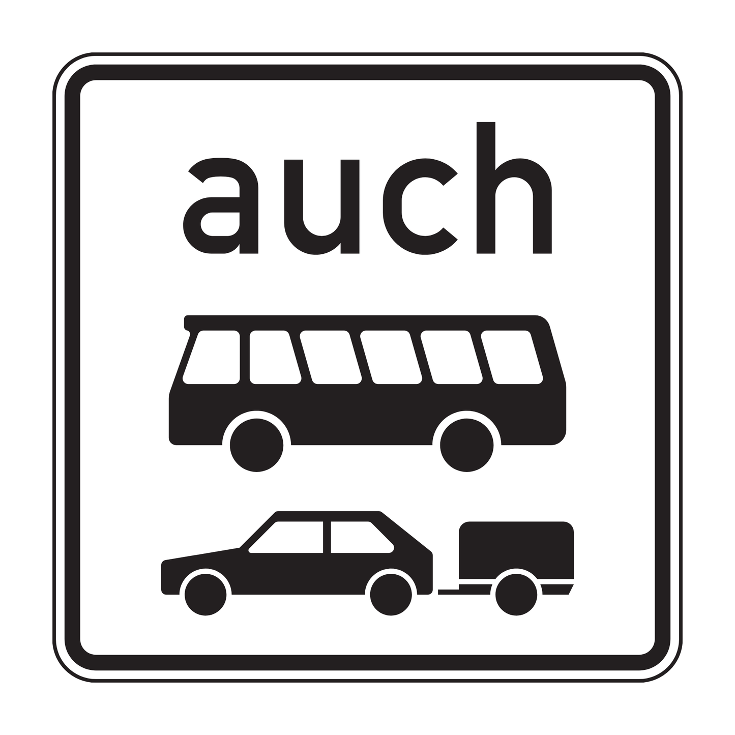 Verkehrszeichen "auch Kraftomnibusse und Pkw mit Anhänger" – VZ 1060-32