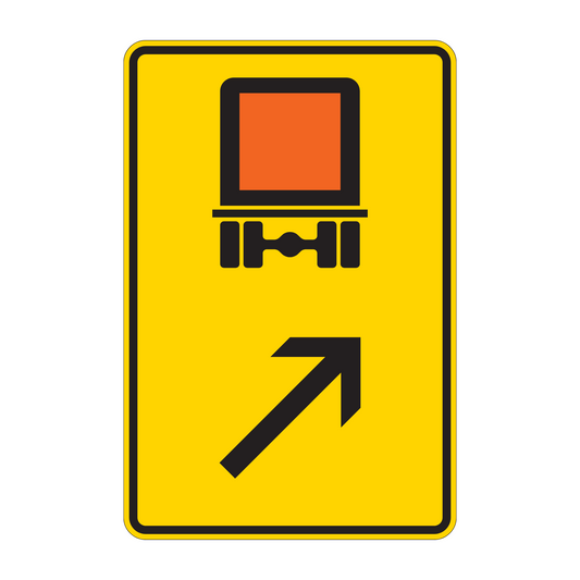 Verkehrszeichen „Wegweiser für kennzeichnungspflichtige Fahrzeuge mit gefährlichen Gütern, rechts einordnen“ – VZ 422-23