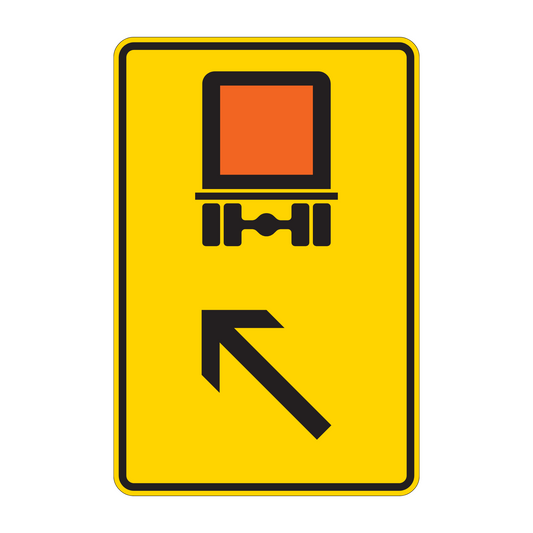 Verkehrszeichen „Wegweiser für kennzeichnungspflichtige Fahrzeuge mit gefährlichen Gütern, links einordnen“ – VZ 422-13
