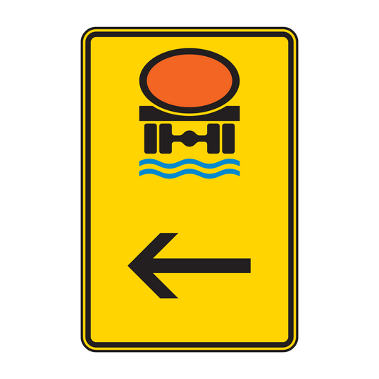 Verkehrszeichen „Wegweiser für Fahrzeuge mit wassergefährdender Ladung, hier links“ – VZ 422-14