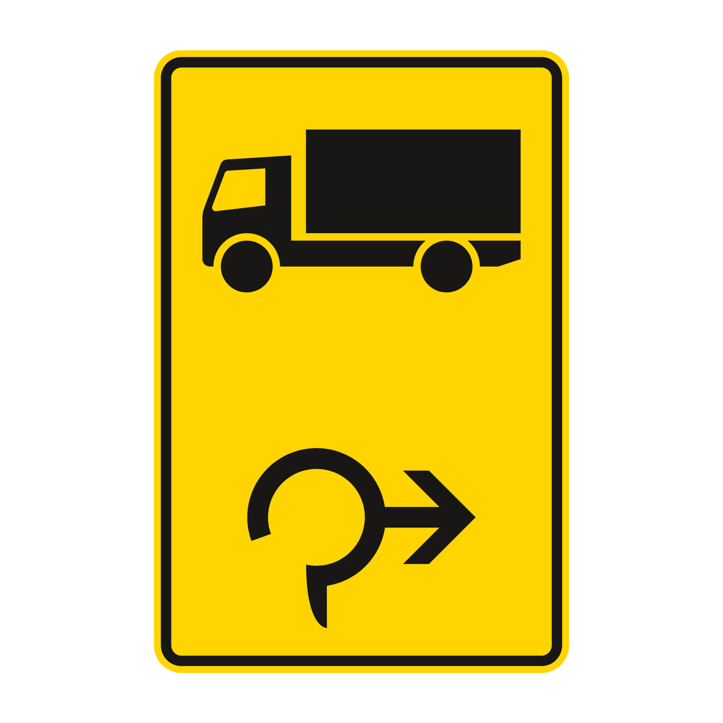 Verkehrszeichen „Vorwegweiser für Kfz mit einer zulässigen Masse über 3,5t im Kreisverkehr, rechtsweisend“ – VZ 442-24