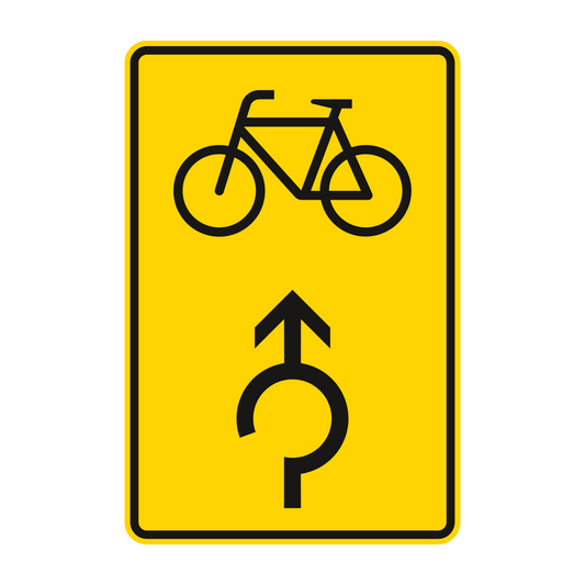Verkehrszeichen „Vorwegweiser für Radverkehr im Kreisverkehr, geradeaus“ – VZ 442-33