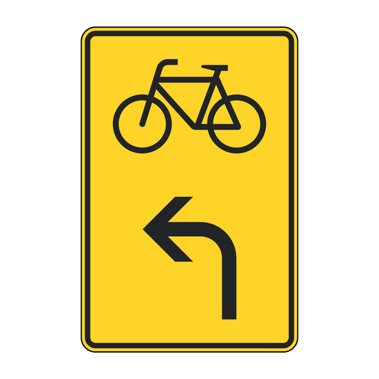 Verkehrszeichen „Vorwegweiser für Radverkehr linksweisend“ – VZ 442-13