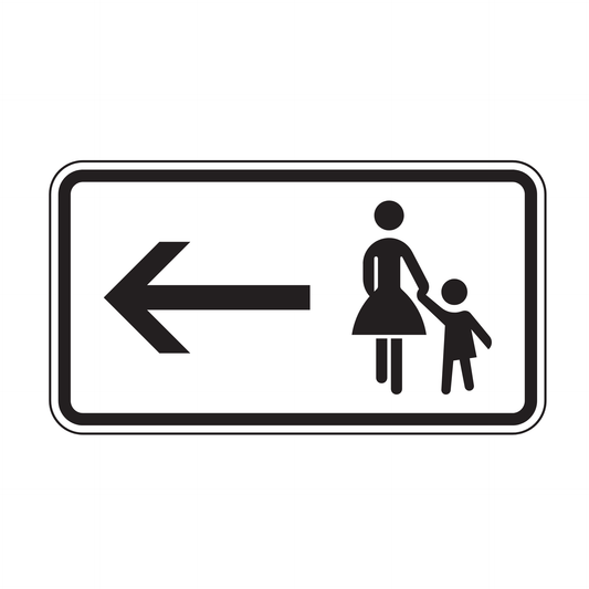 Verkehrszeichen "Fußgänger Gehweg gegenüber benutzen, linksweisend" - VZ 1000-12