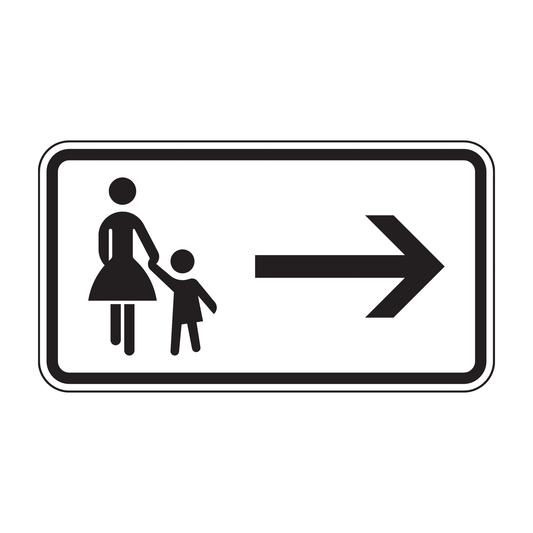 Verkehrszeichen "Fußgänger Gehweg gegenüber benutzen, rechtsweisend" - VZ 1000-22