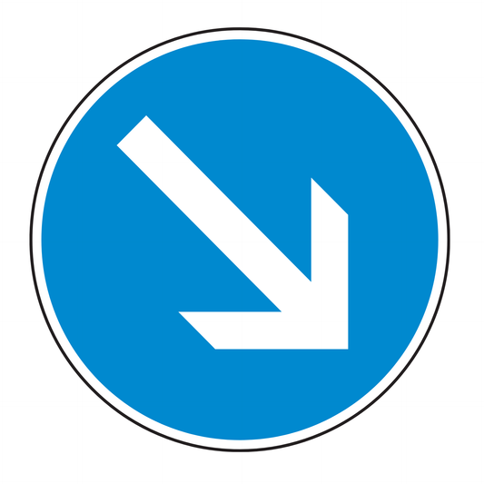 Verkehrszeichen "Vorgeschriebene Fahrtrichtung rechts vorbei" - VZ 222