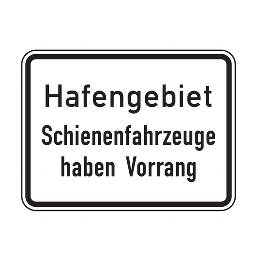 Verkehrszeichen "Hafengebiet Schienenfahrzeuge haben Vorrang (zu Z. 201)" – VZ 1008-33