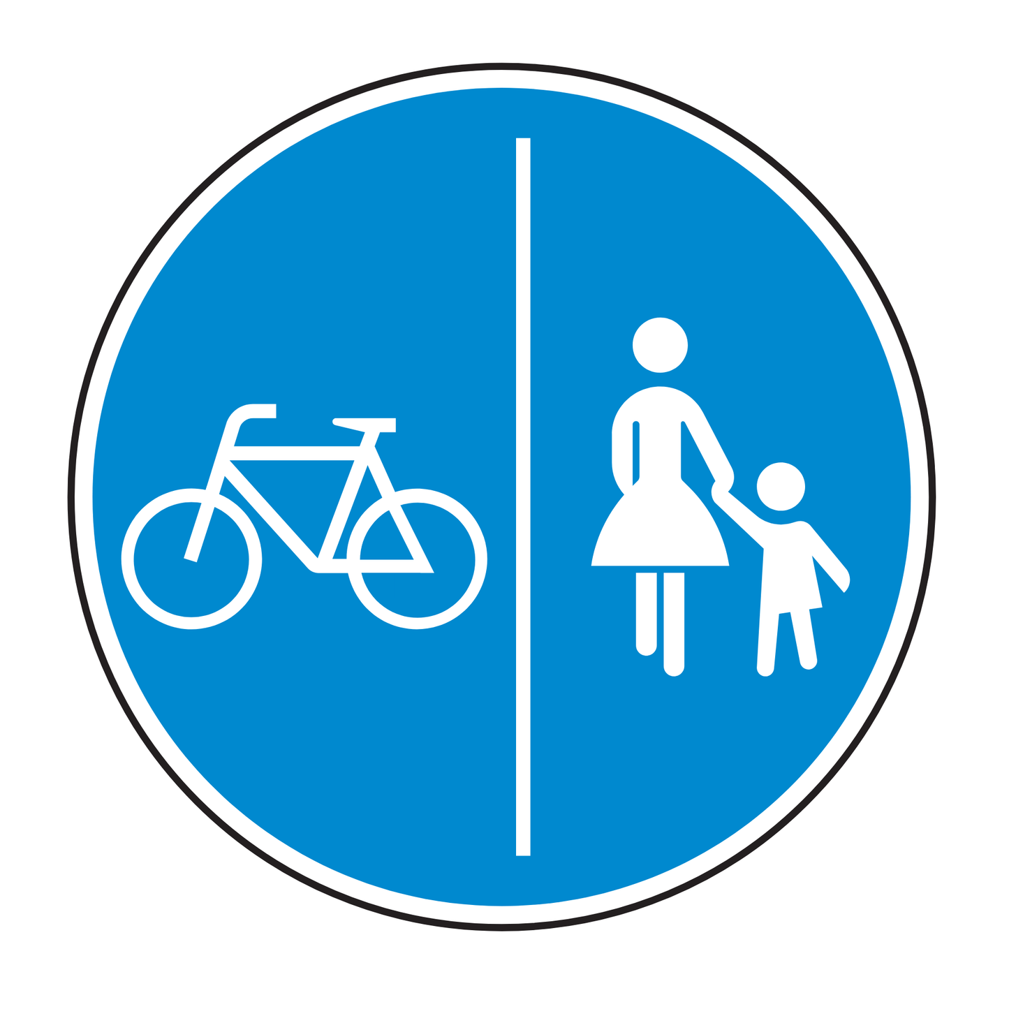 Verkehrszeichen "Getrennter Rad- und Gehweg, Radweg links" - VZ 241-30