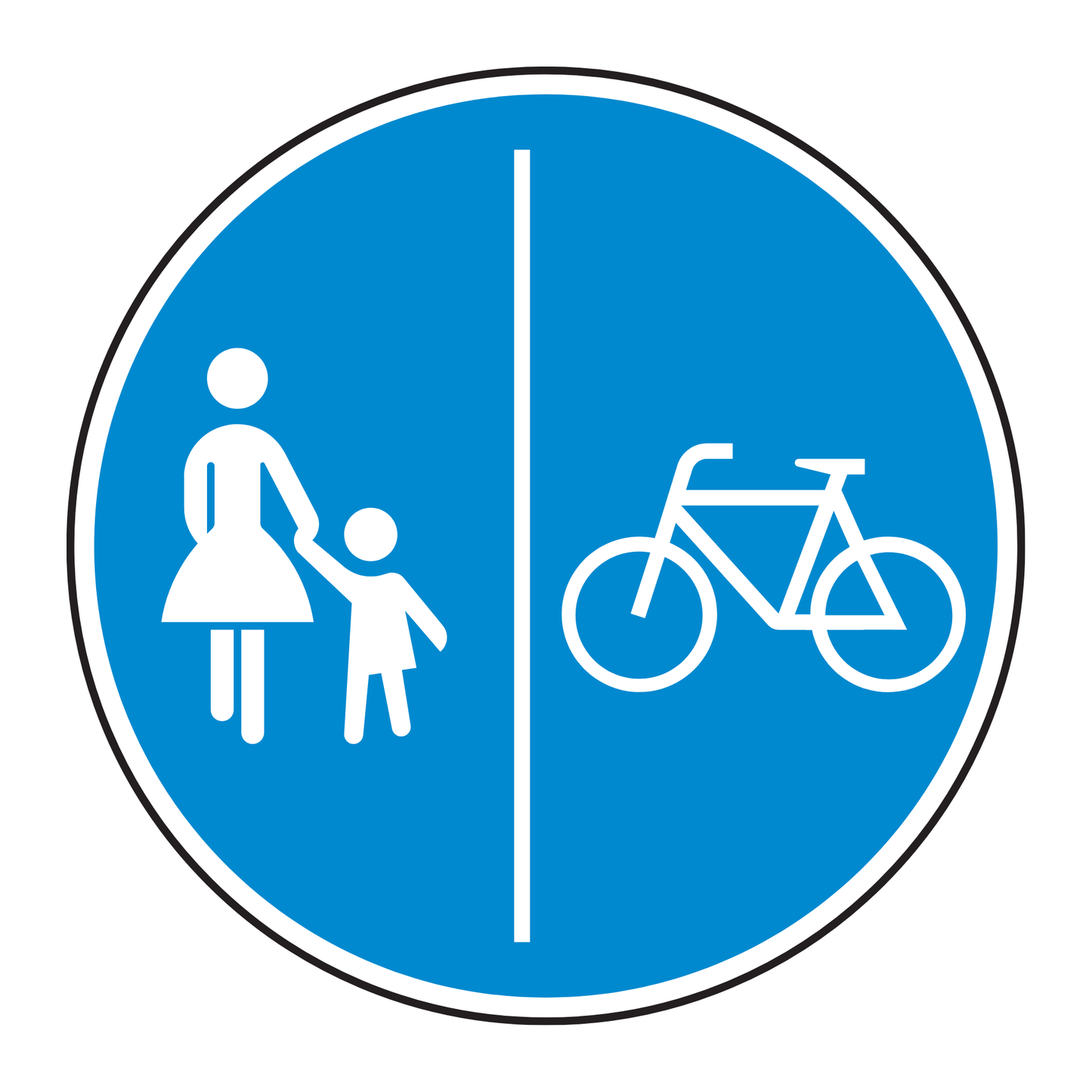 Verkehrszeichen "Getrennter Rad- und Gehweg, Radweg rechts" - VZ 241-31