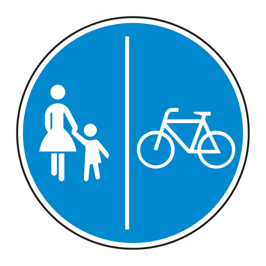 Verkehrszeichen "Getrennter Rad- und Gehweg, Radweg rechts" - VZ 241-31