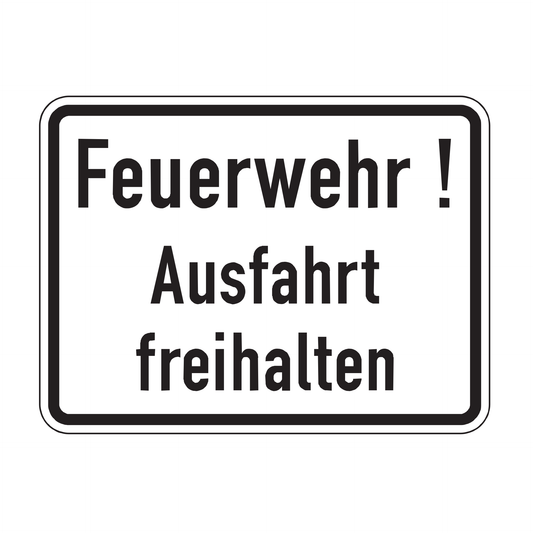 Verkehrszeichen "Feuerwehr! Ausfahrt freihalten" – VZ 2432
