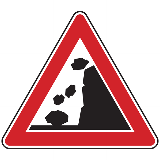 Verkehrszeichen "Steinschlag, Aufstellung rechts" - VZ 101-15