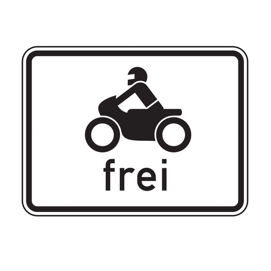 Verkehrszeichen "Krafträder, auch mit Beiwagen, Kleinkrafträder und Mofas frei" – VZ 1022-12