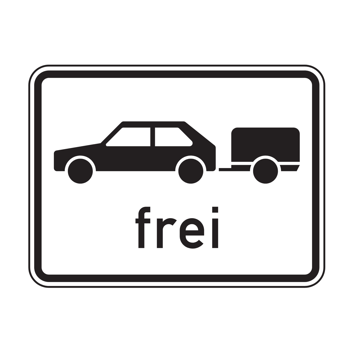Verkehrszeichen "Personenkraftwagen mit Anhänger frei" – VZ 1024-11