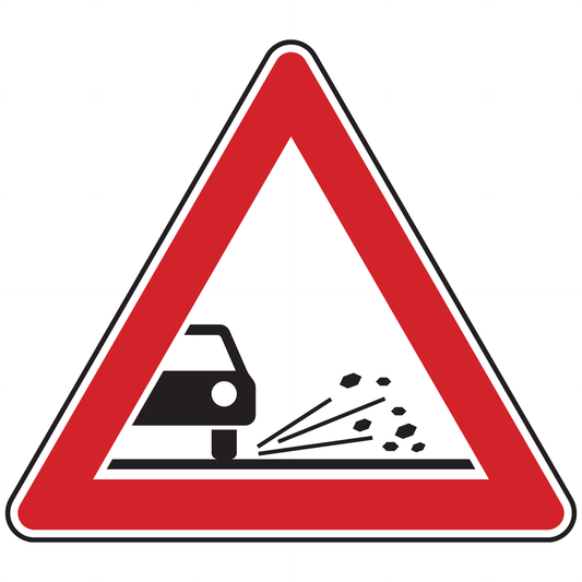 Verkehrszeichen „Splitt, Schotter“ - VZ 101-52
