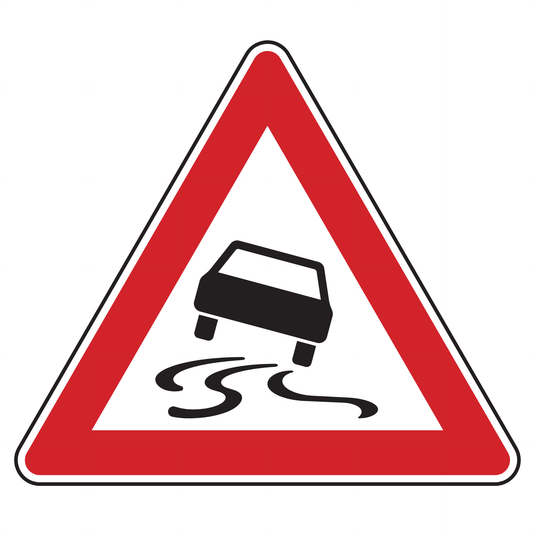Verkehrszeichen "Schleuder- oder Rutschgefahr" - VZ 114