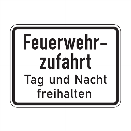 Verkehrszeichen "Feuerwehrzufahrt Tag und Nacht freihalten" – VZ 2433