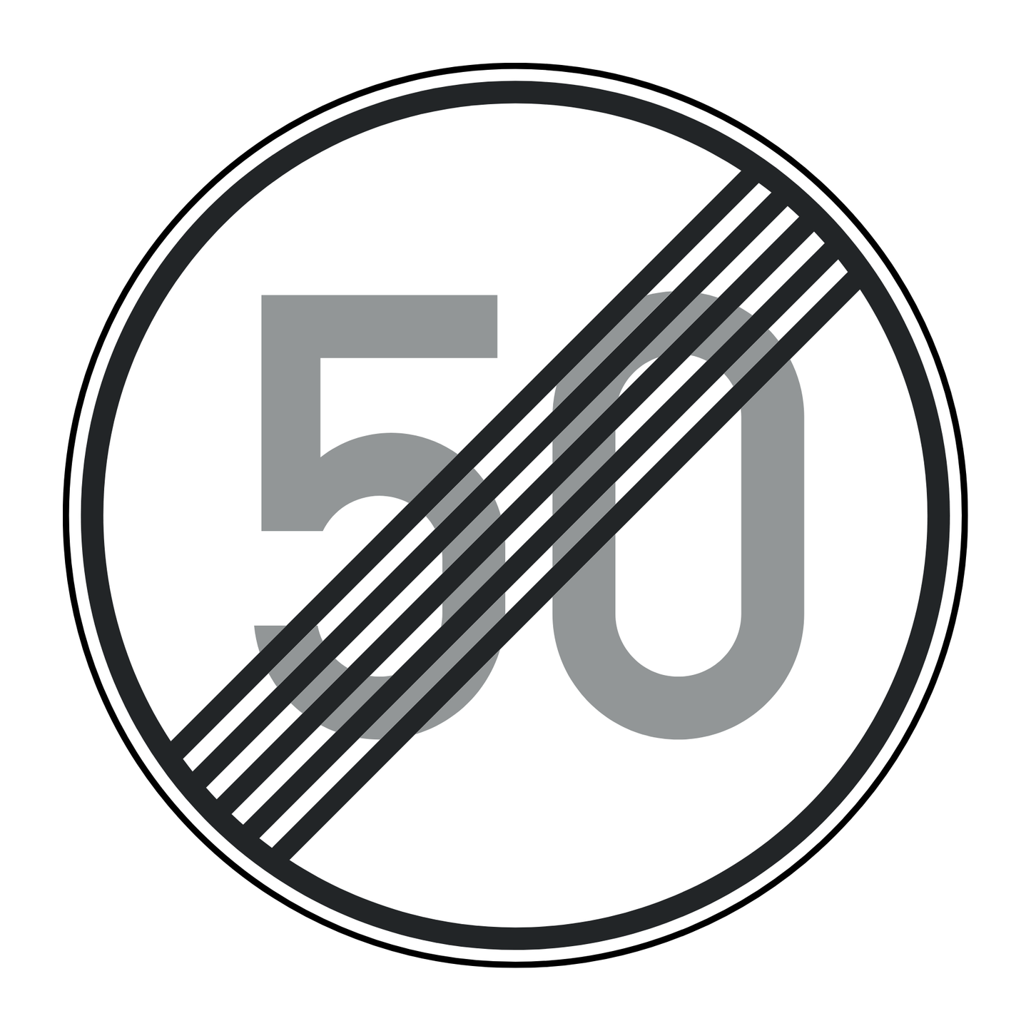 Verkehrszeichen "Ende der zulässigen Höchstgeschwindigkeit 50 km/h" - VZ 278-50