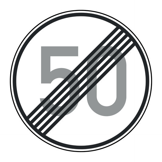 Verkehrszeichen "Ende der zulässigen Höchstgeschwindigkeit 50 km/h" - VZ 278-50