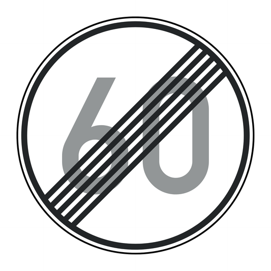 Verkehrszeichen "Ende der zulässigen Höchstgeschwindigkeit 60 km/h" - VZ 278-60