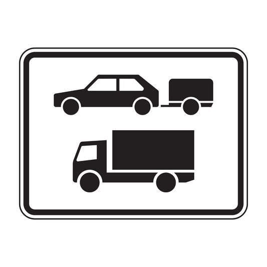 Verkehrszeichen "Nur Pkw mit Anhänger und Kfz mit einer zulässigen Gesamtmasse über 3,5?t, einschließlich ihrer Anhänger und Zugmaschinen, ausgenommen Pkw und Kraftomnibusse" – VZ 1048-20