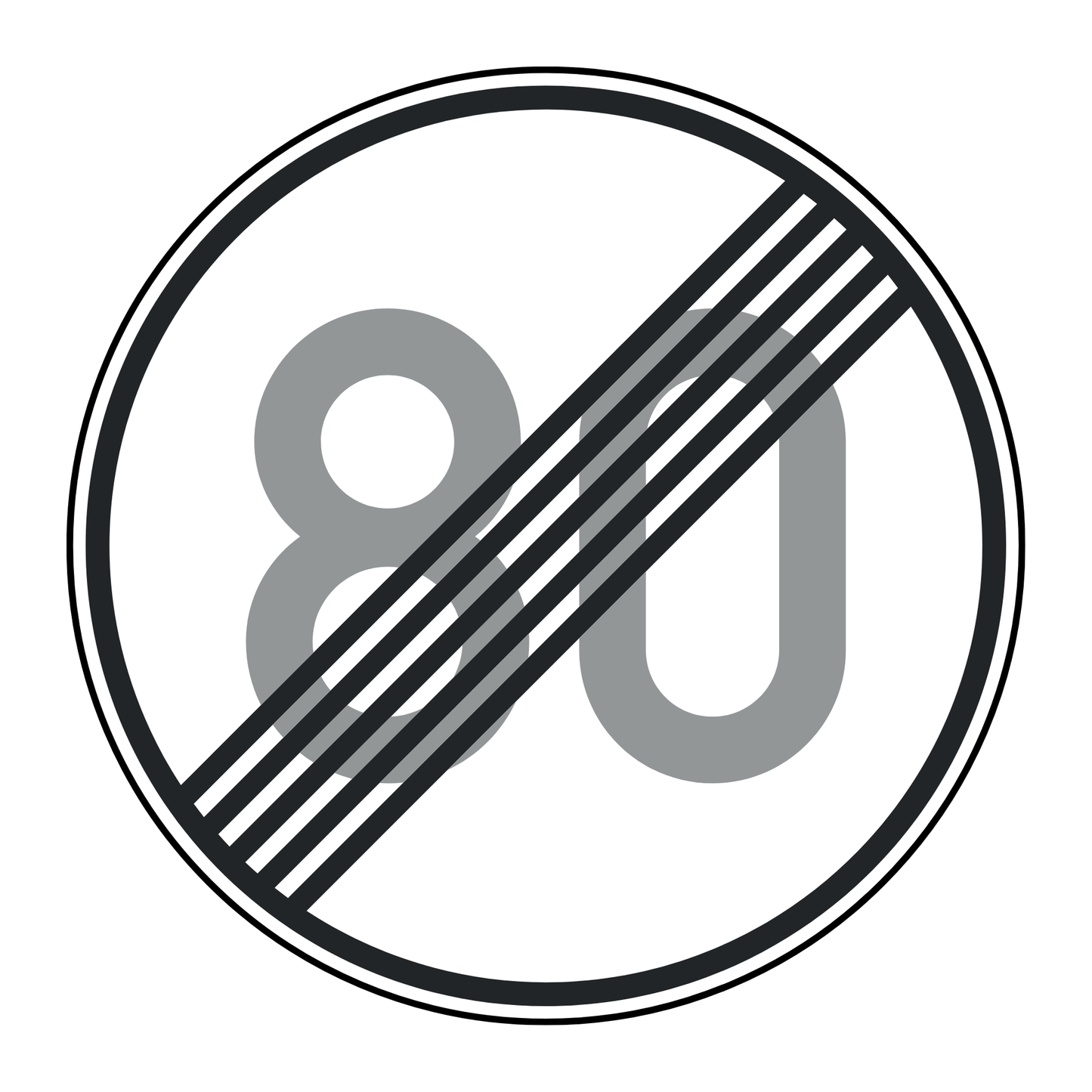 Verkehrszeichen "Ende der zulässigen Höchstgeschwindigkeit 80 km/h" - VZ 278-80