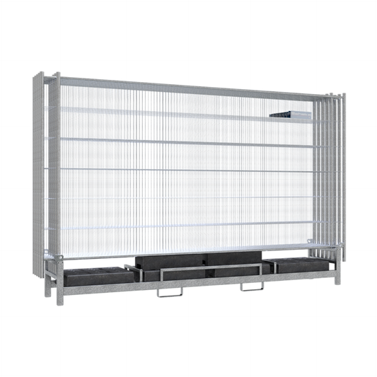 SET mit 10 Bauzäunen und Fußplatten auf Twinpalette