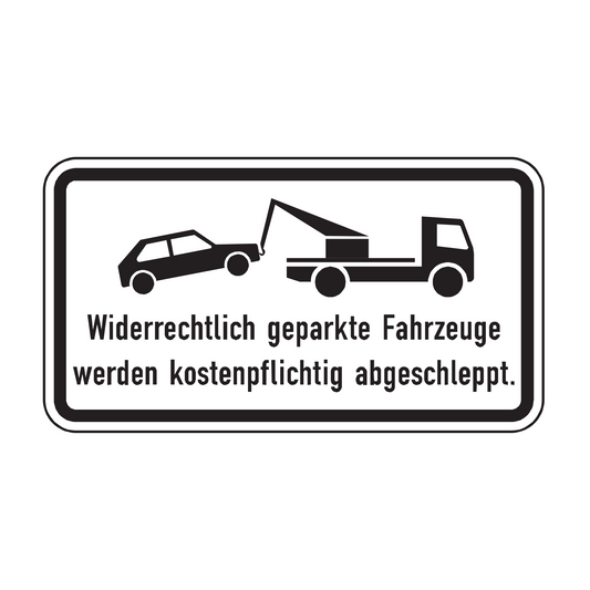 Verkehrszeichen "Widerrechtlich parkende Fahrzeuge werden kostenpflichtig abgeschleppt" – VZ 2429